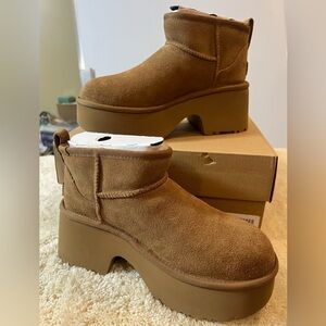 New UGG Women's Brown Platform Ankle Boots size 7 /Eu38